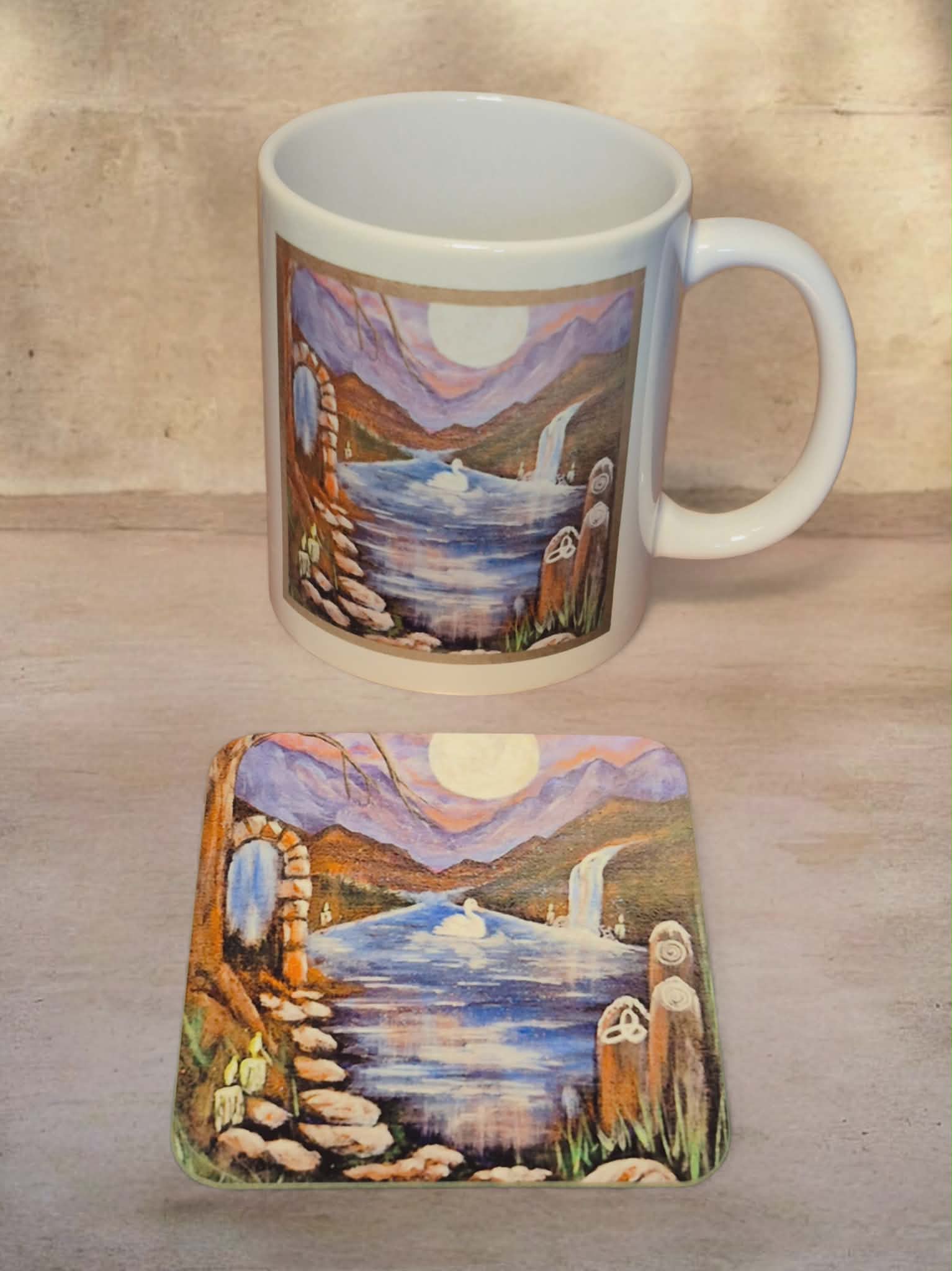 Swan of the Sacred Waters Mug & Coaster Set
