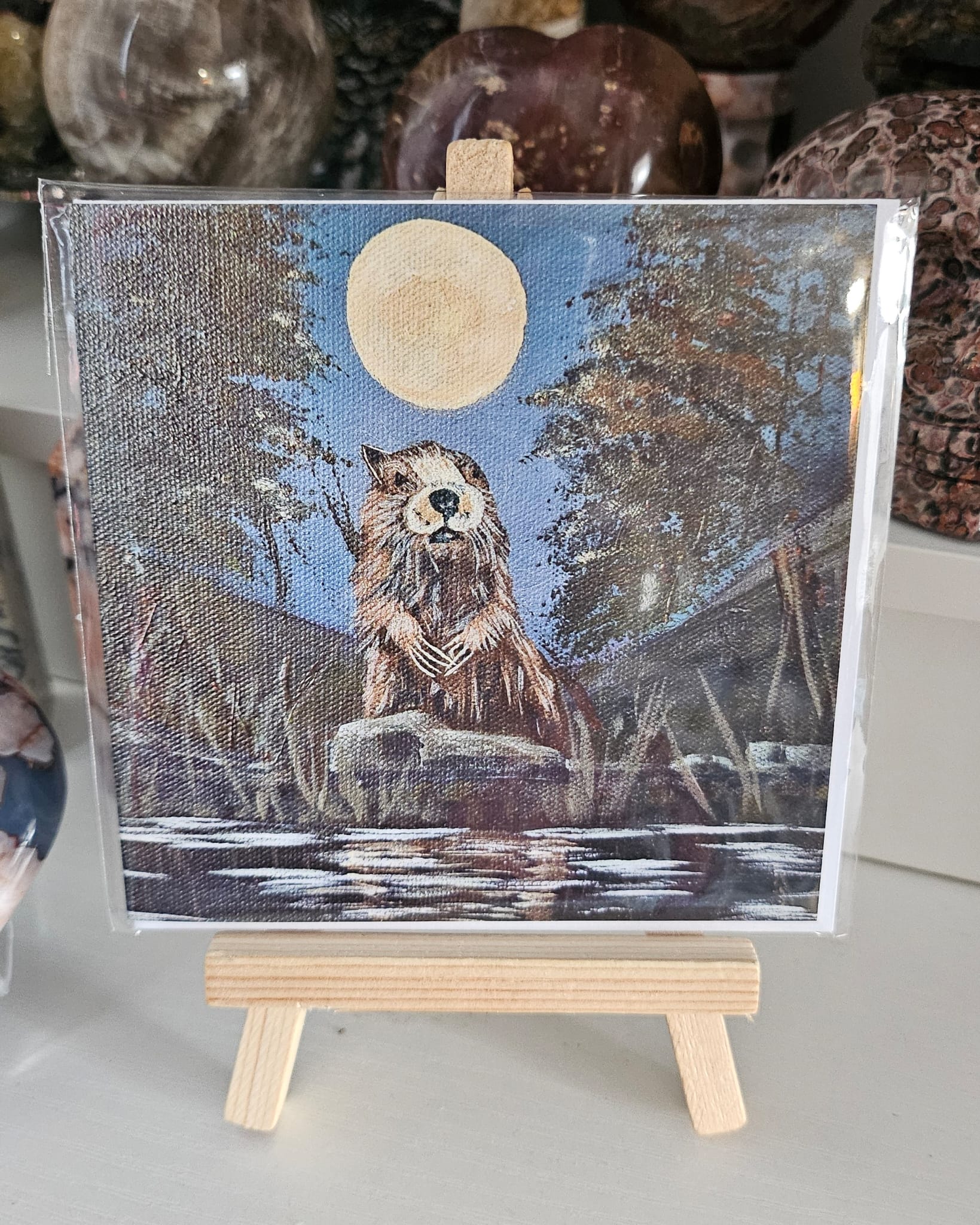 Moonlit Watcher Otter Greeting Card