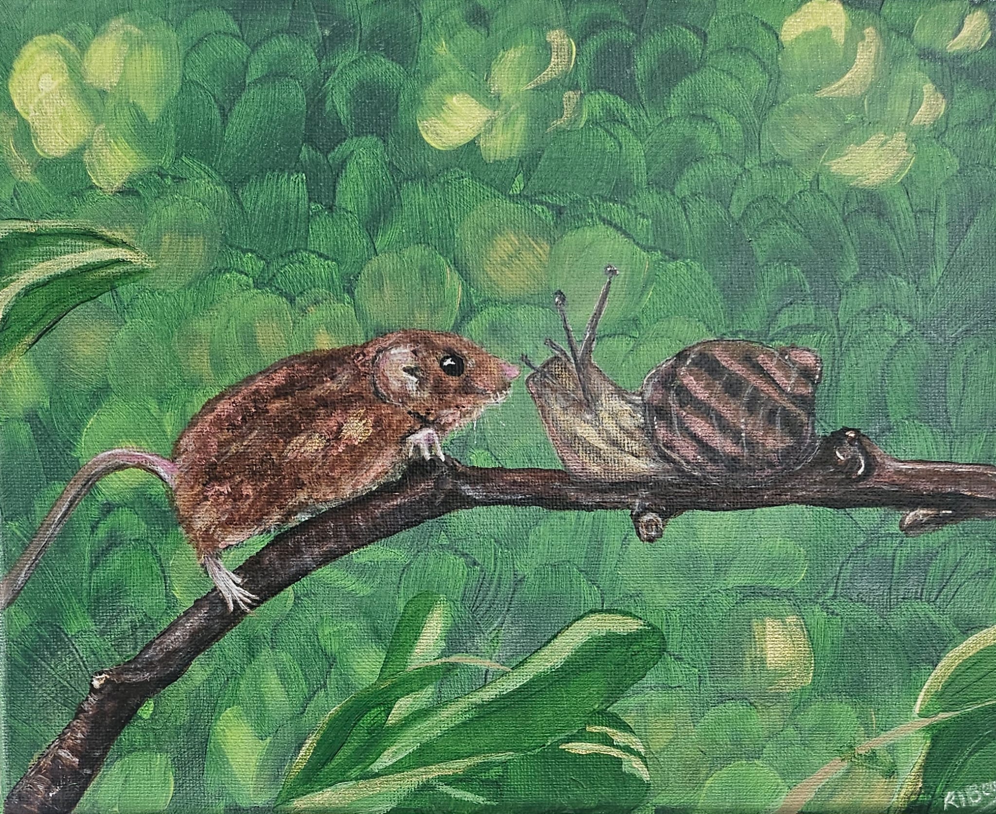 Mouse & Snail Acrylic Painting