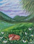 Sleeping Fox Meadow Acrylic Painting
