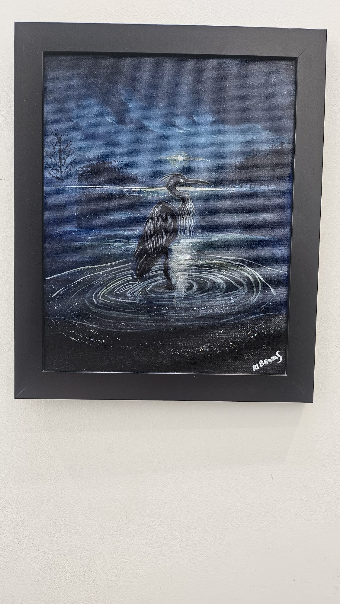The Heron of Silence – Original Acrylic Pagan Painting
