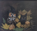 Owl & Black Cat Acrylic Painting