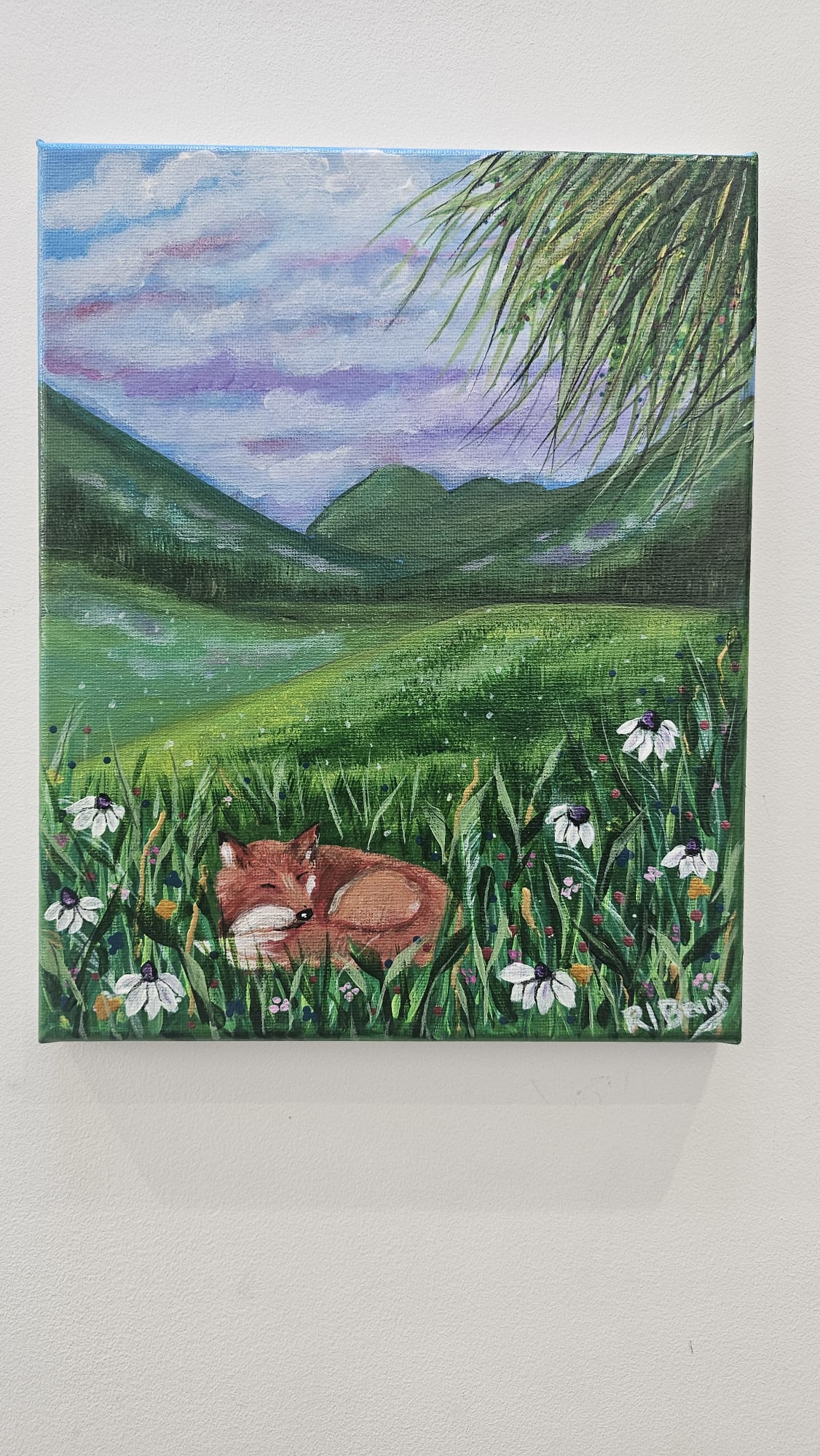 Sleeping Fox Meadow Acrylic Painting