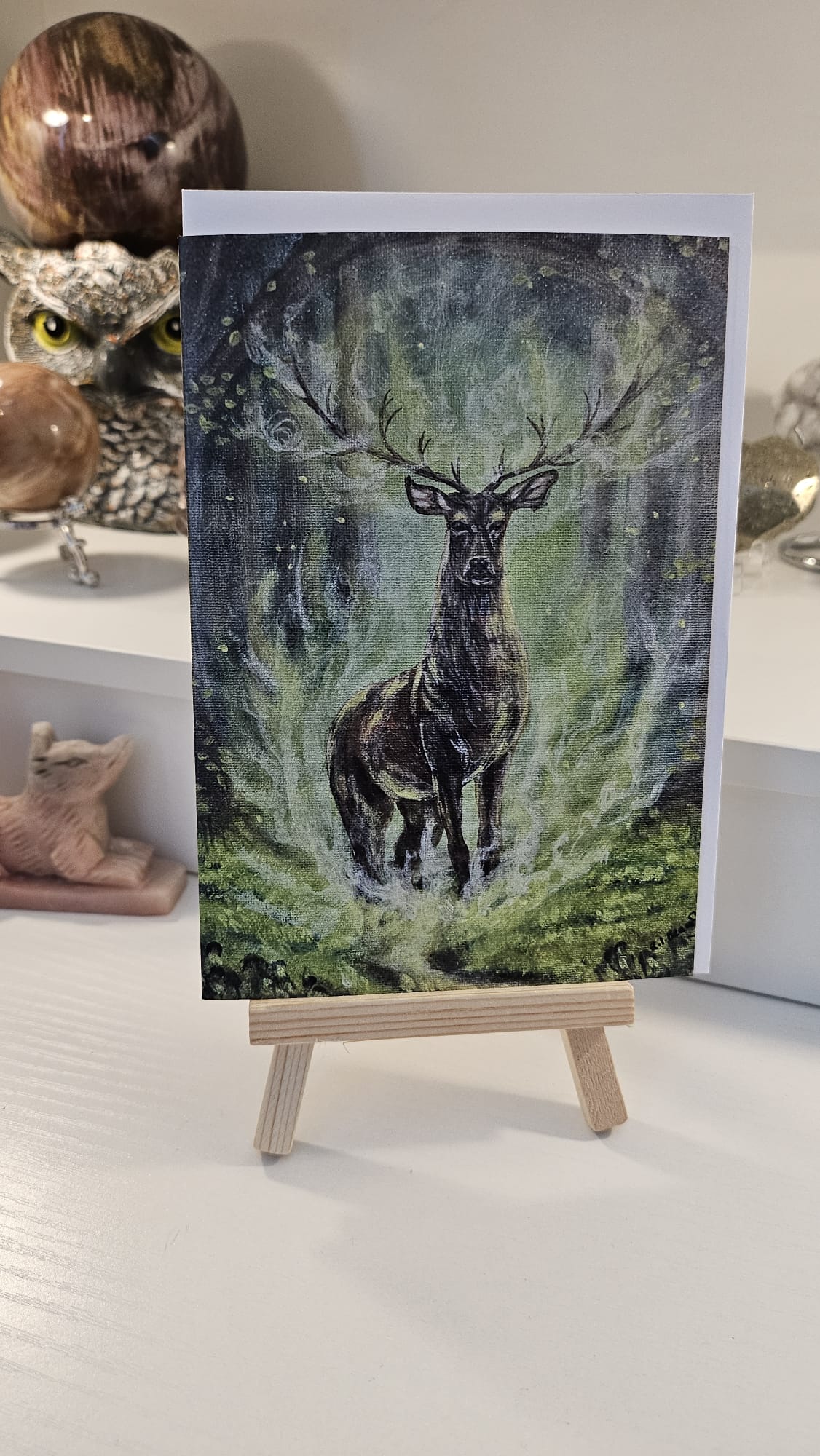 Deer in the Green Fire Greeting Card