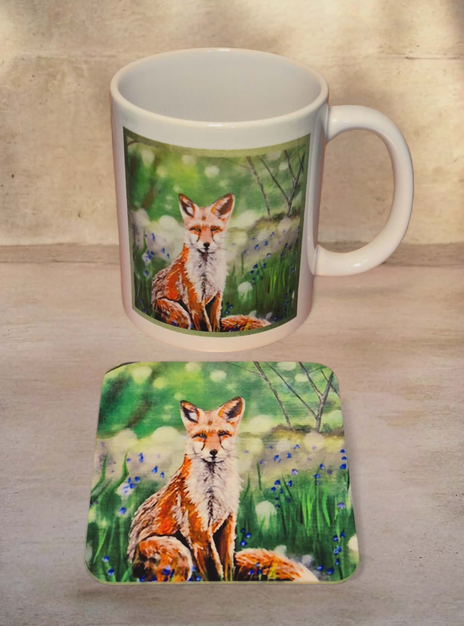 Fox in the Blooming Shade Mug & Coaster Set