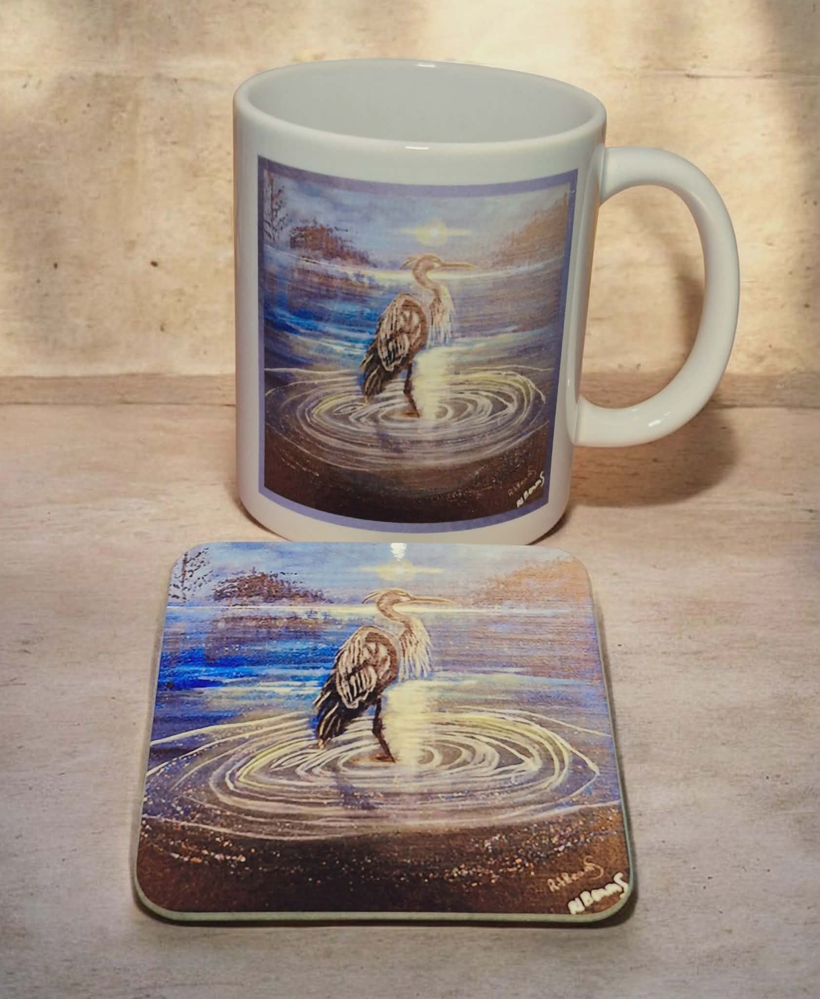 The Heron of Silence Mug & Coaster Set