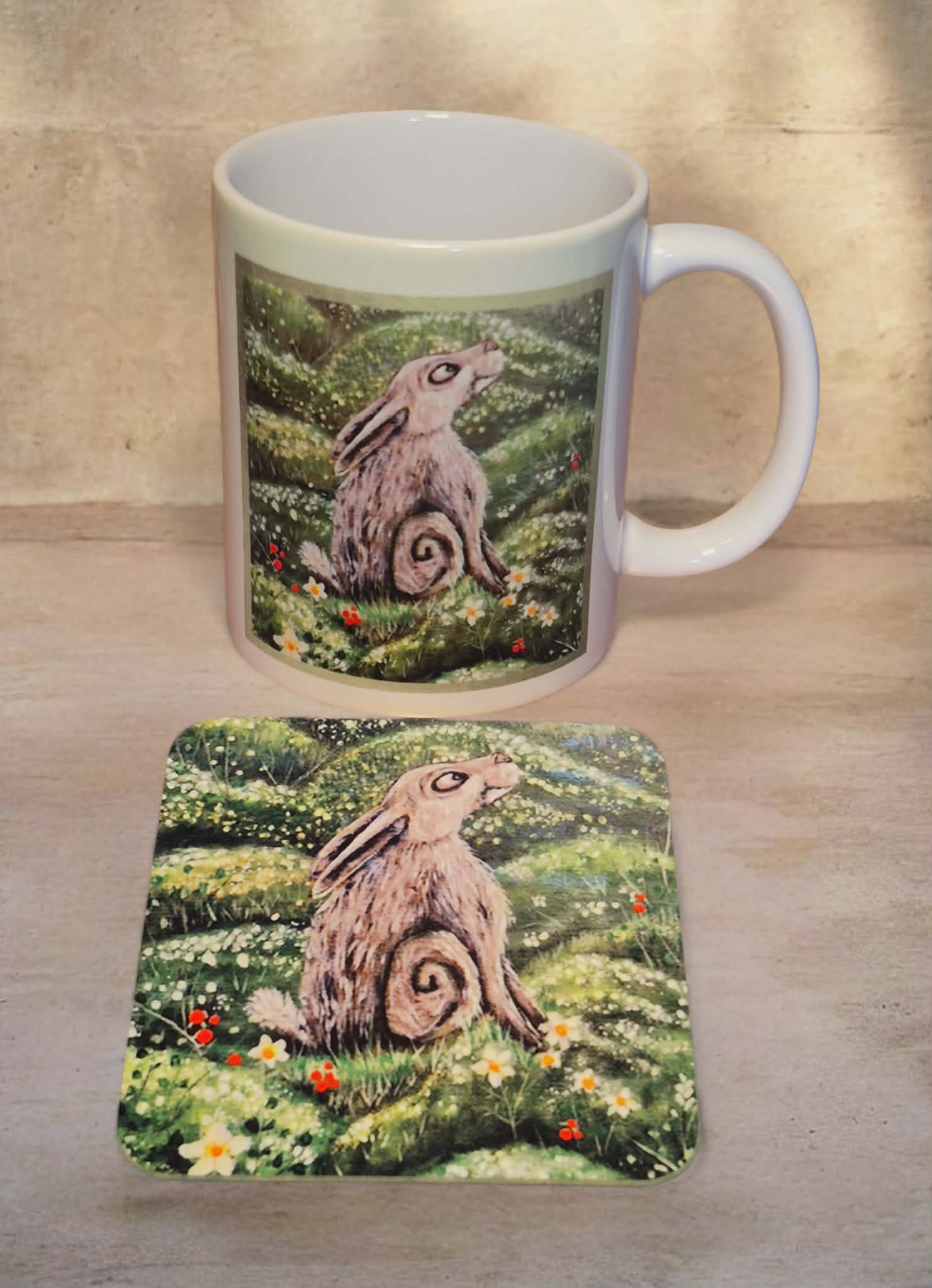 The Hare of Spring Awakening Mug & Coaster Set