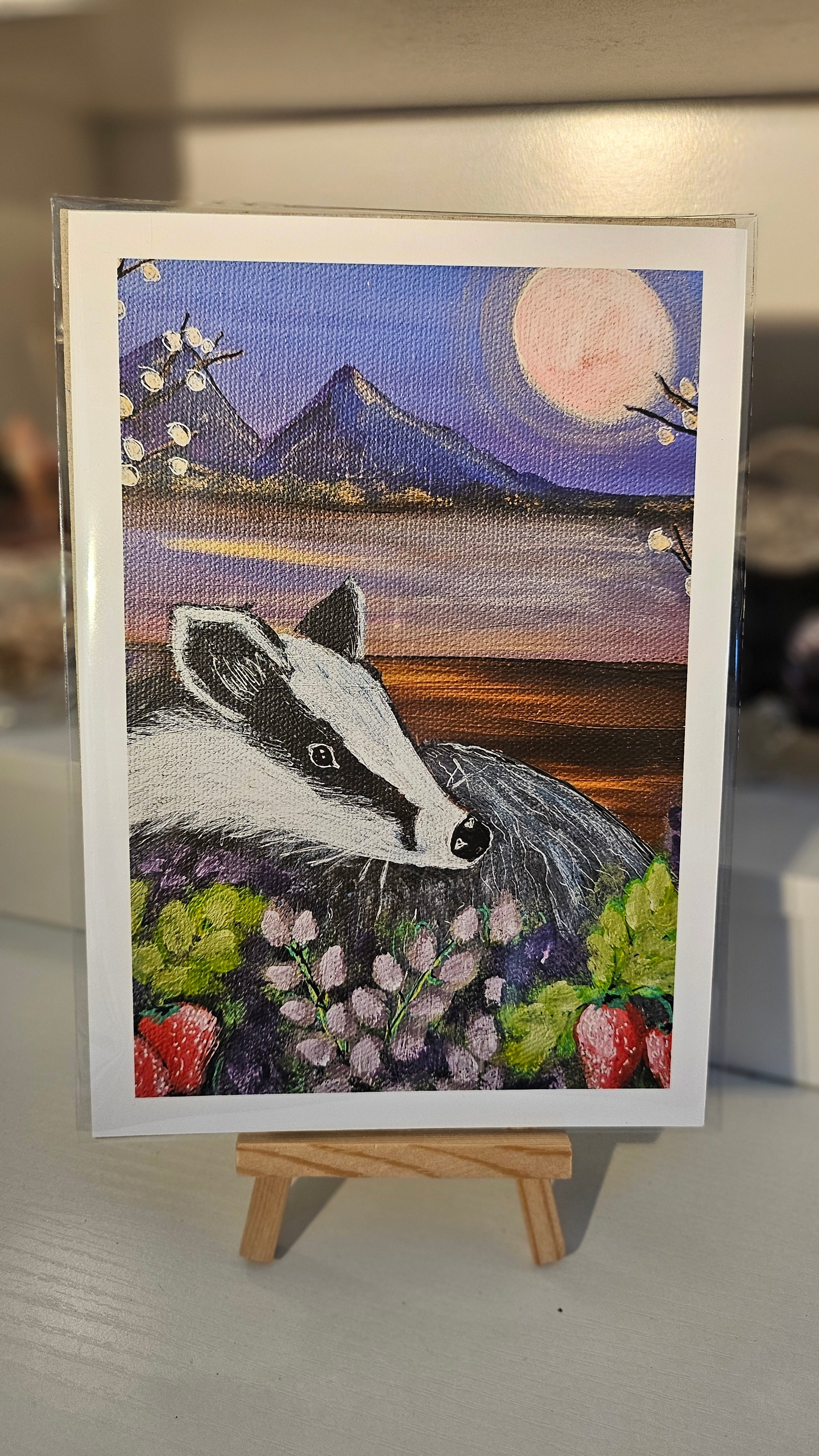 Strawberry Moon Badger Print