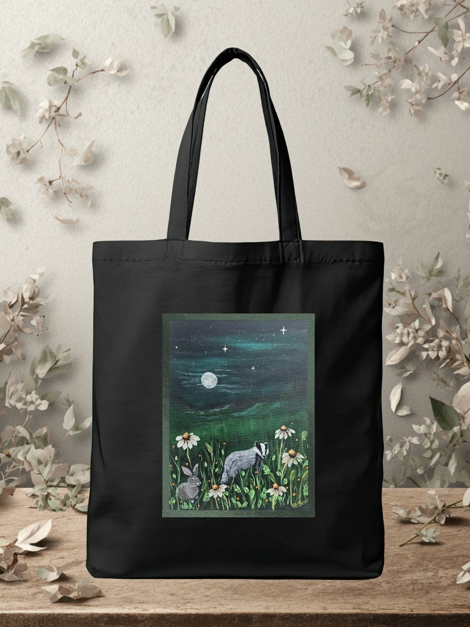 Moonlit Companions Cotton Bag